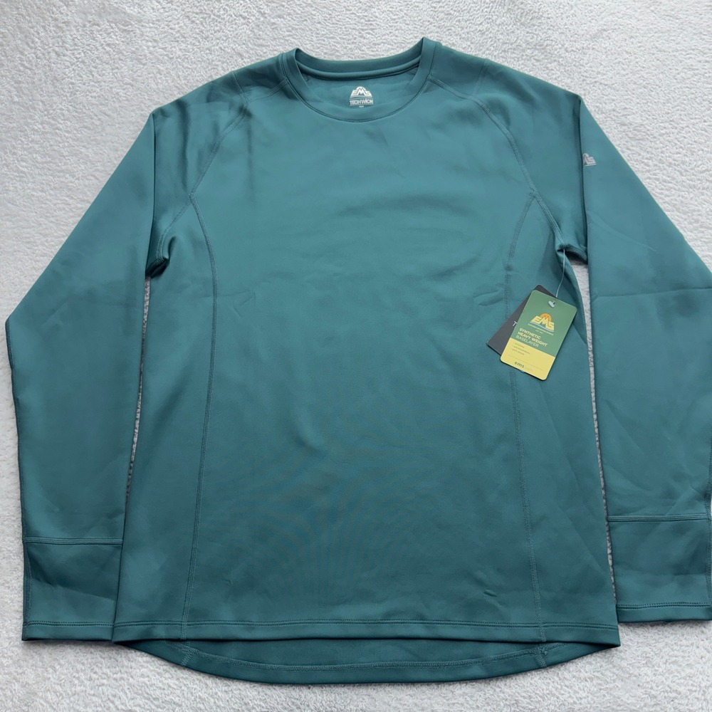 EMS Techwick Mens Heavyweight Baselayer Crew Balsam Green L‎ F20M1924 NWT